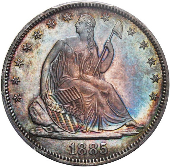 image for: 1885 50c PCGS/CAC Proof 65 - Colorful Toning - No Reserve!
