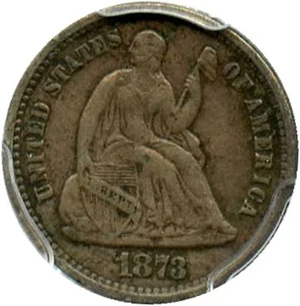 image for: 1873-S H10c PCGS/CAC VF35
