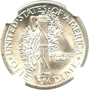 image for: 1916 Mercury 10c NGC MS64