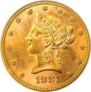 image for: 1881-S $10 PCGS/CAC MS62