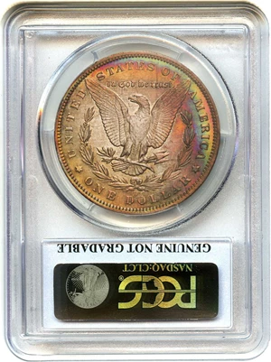 image for: 1883-O $1 PCGS Genuine UNC Details, Quest. Color - Colorful Toning