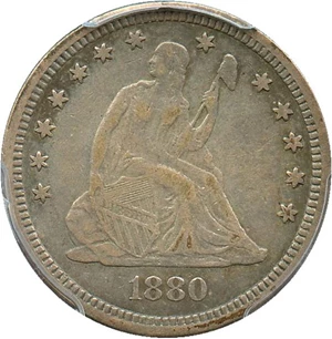 image for: 1880 25c PCGS VF30 - Scarce Low Mintage Issue