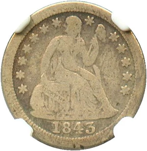 image for: 1843-O 10c NGC Genuine VG Details, Rev Scratched