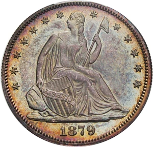image for: 1879 50c PCGS/CAC Proof 65+ - Colorful Toning
