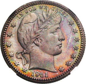 image for: 1911 25c NGC/CAC Proof 66 - Colorful Toning