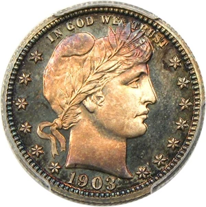 image for: 1903 25c PCGS/CAC Proof 66 - Colorful Toning