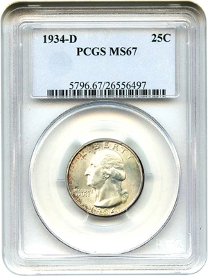 image for: 1934-D 25c PCGS MS67 (Medium Motto)