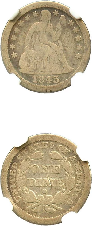 image for: 1843-O 10c NGC Genuine VG Details, Rev Scratched
