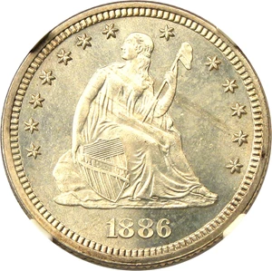 image for: 1886 25c NGC MS65 - Ultra Low Mintage Date - No Reserve!