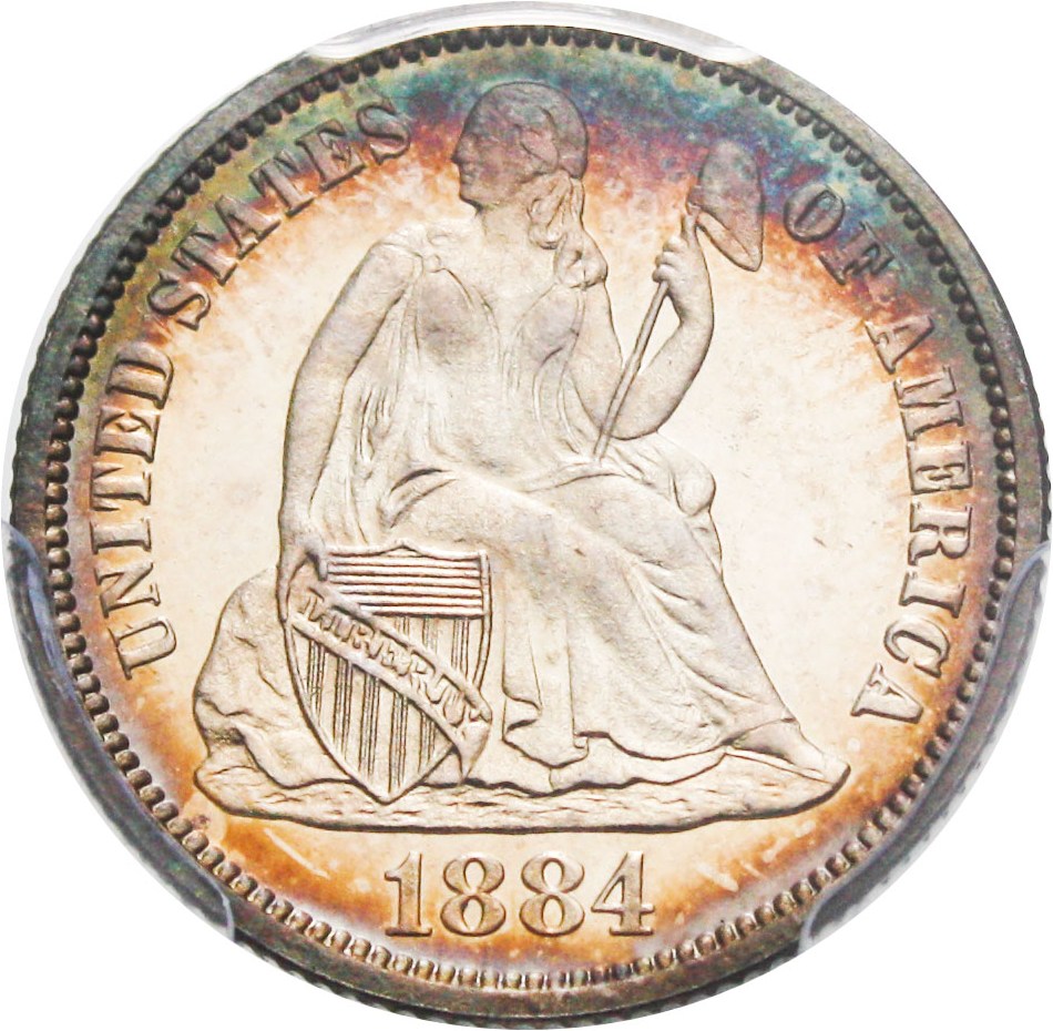 image for: 1884 10c PCGS/CAC Proof 67 CAM - Colorful Toning