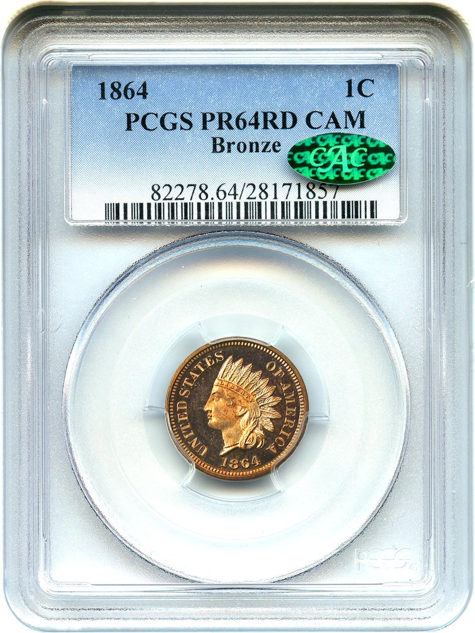 image for: 1864 1c PCGS/CAC Proof 64 RD CAM (Bronze) Very Scarce