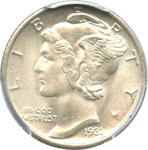 image for: 1931-S 10c PCGS MS65