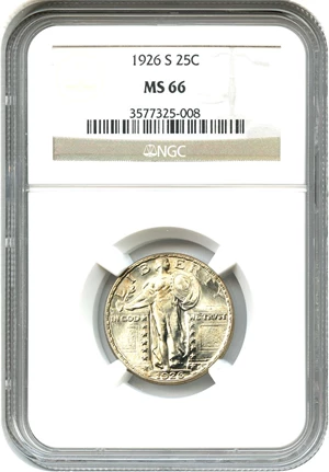 image for: 1926-S 25c NGC MS66 - Scarce Date