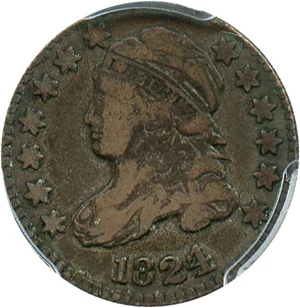 image for: 1824/2 10c PCGS/CAC F12