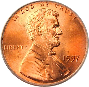 image for: 1997 1c PCGS MS65 RD (FS-101, Doubled Ear)