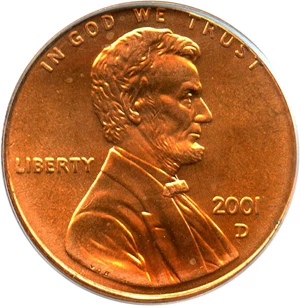 image for: 2001-D 1c PCGS MS68 RD
