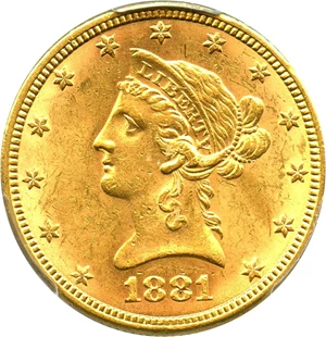 image for: 1881 $10 PCGS MS62
