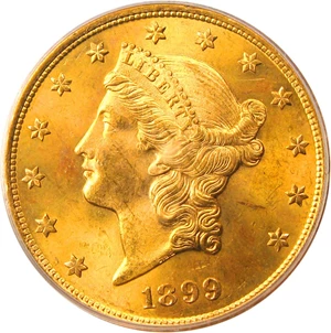 image for: 1899-S $20 PCGS Secure MS64