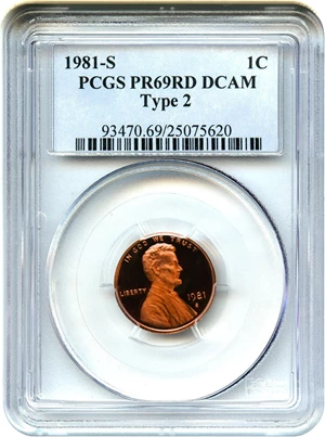 image for: 1981-S 1c PCGS Proof 69 RD DCAM (Type 2)