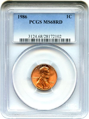 image for: 1986 1c PCGS MS68 RD - Registry Quality Gem