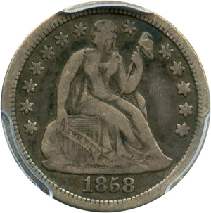 image for: 1858-O 10c PCGS VF20
