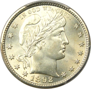 image for: 1892-S 25c PCGS MS64