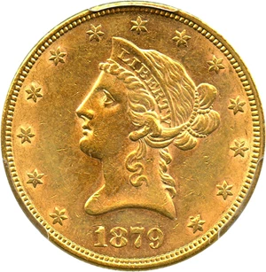 image for: 1879 $10 PCGS AU55