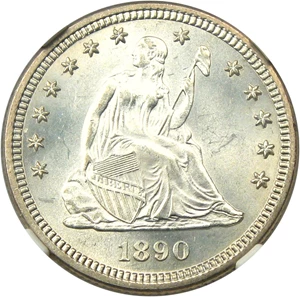 image for: 1890 25c NGC/CAC MS64