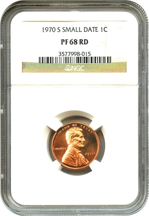 image for: 1970-S 1c NGC Proof 68 RD (Small Date)