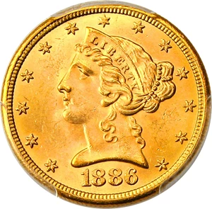 image for: 1886-S $5 PCGS MS64
