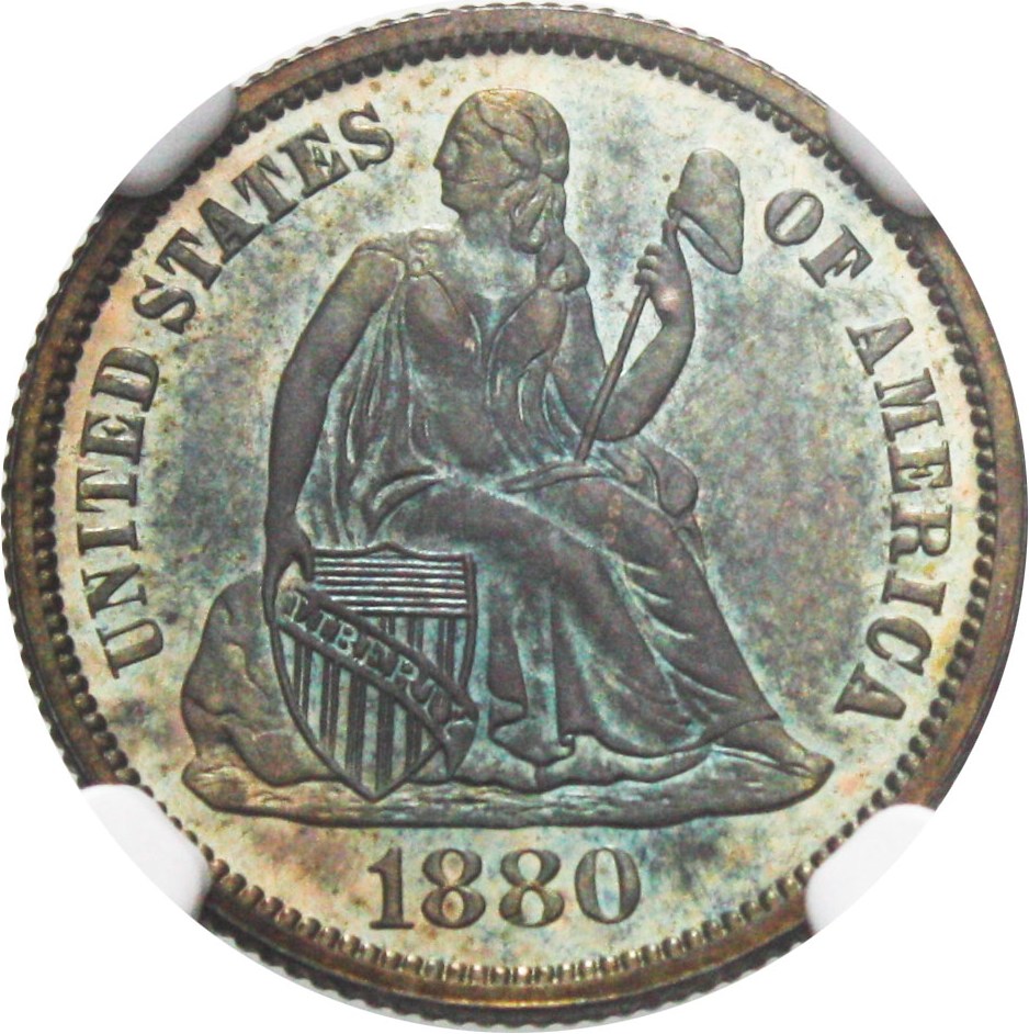 image for: 1880 10c NGC/CAC Proof 67 - Colorful Toning