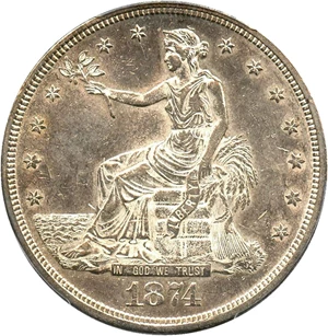 image for: 1874-CC Trade$ PCGS/CAC MS60 - Popular Carson City Trade Dollar