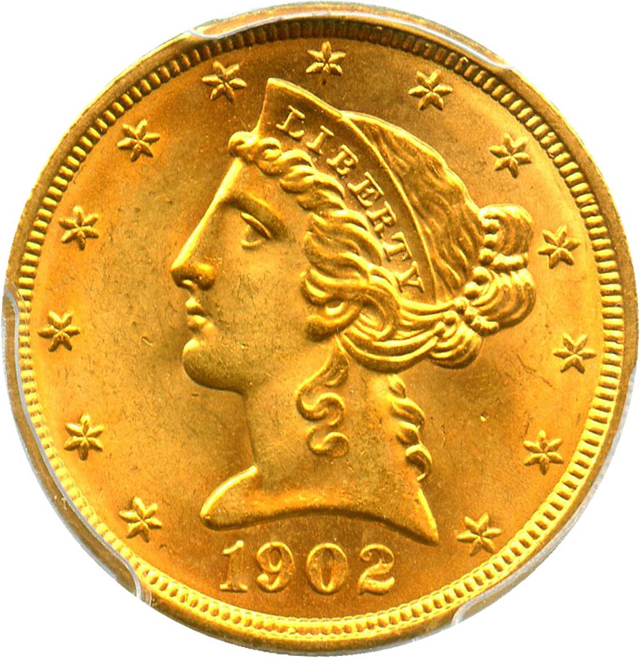 image for: 1902 $5 PCGS MS64