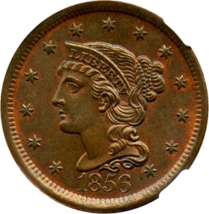 image for: 1856 1c NGC MS66 BN (Slanted 5)
