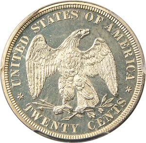 image for: 1877 20c PCGS Proof 65 CAM - Rare Gem Proof Only Issue, One of the Finest Known