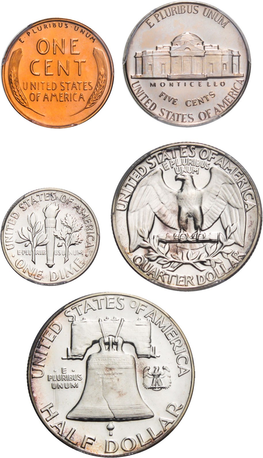 image for: 1953 Proof Set 1c-50c PCGS Proof 65/67 (5 Coins)