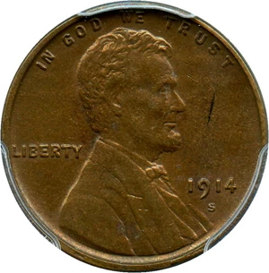 image for: 1914-S 1c PCGS AU53