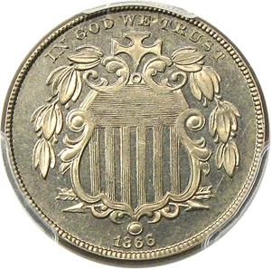 image for: 1866 5c PCGS Proof 64 (With Rays) Great Type Coin