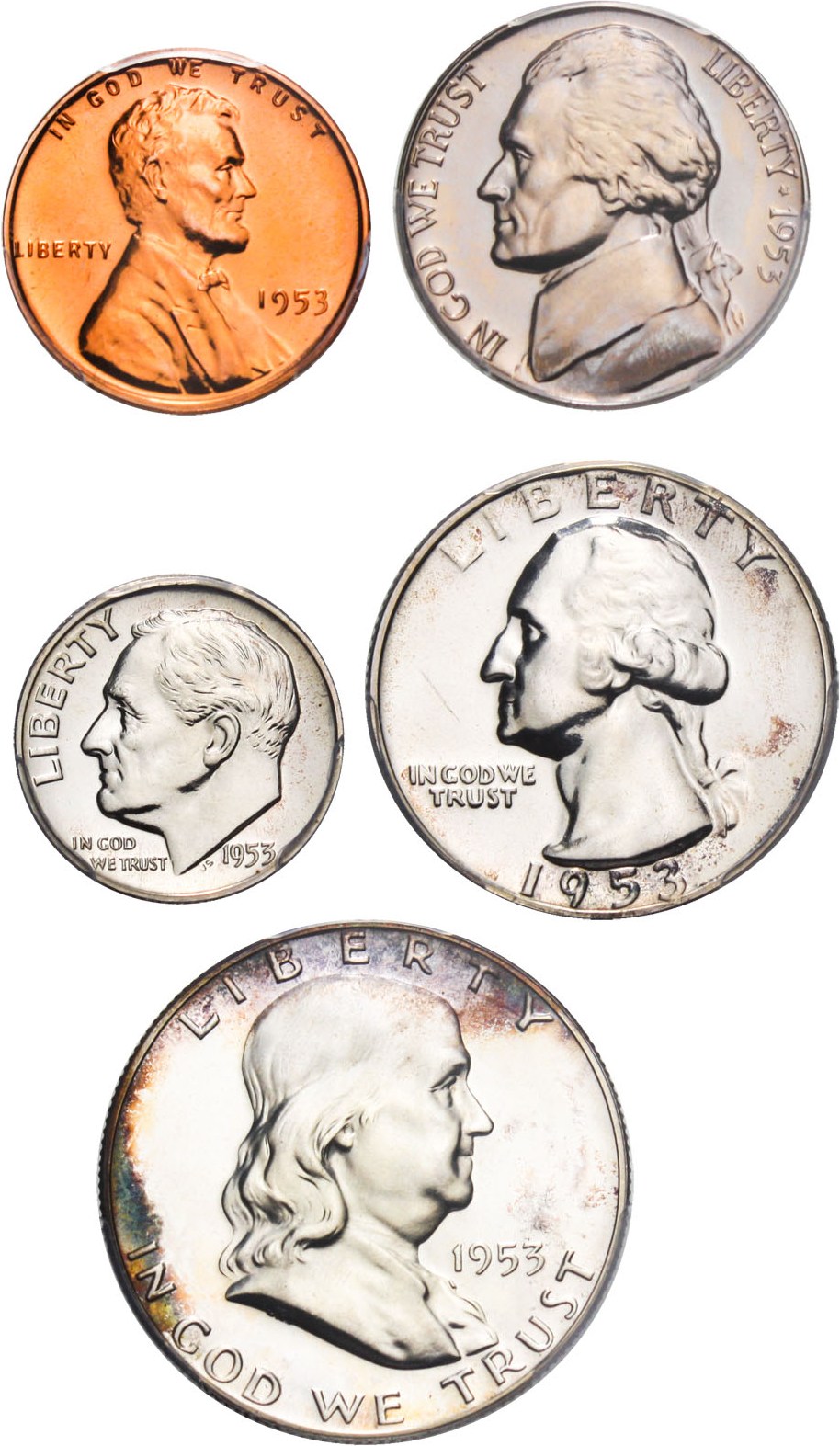 image for: 1953 Proof Set 1c-50c PCGS Proof 65/67 (5 Coins)