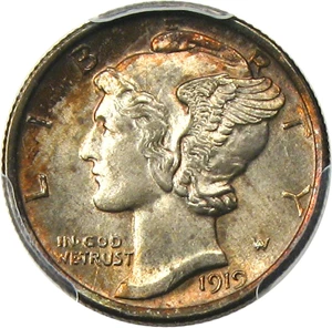 image for: 1919-D 10c PCGS MS64 FB - Very Scarce with Full Bands