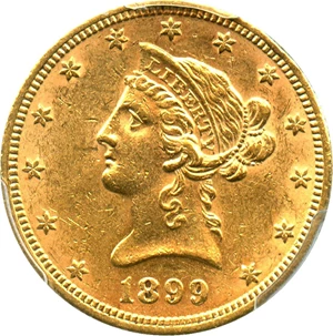 image for: 1899 $10 PCGS AU58 - No Reserve!