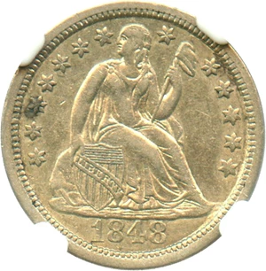 image for: 1848 10c NGC AU53 - No Reserve!