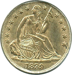 image for: 1839 H10c PCGS/CAC AU58 (No Drapery)