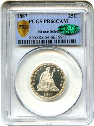 image for: 1887 25c PCGS Secure/CAC Proof 66 CAM