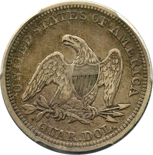 image for: 1851 25c PCGS/CAC VF30