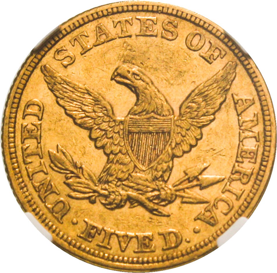 image for: 1860 $5 NGC AU55 - Low Mintage Date