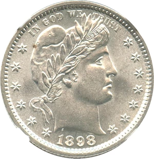 image for: 1898 25c NGC MS63