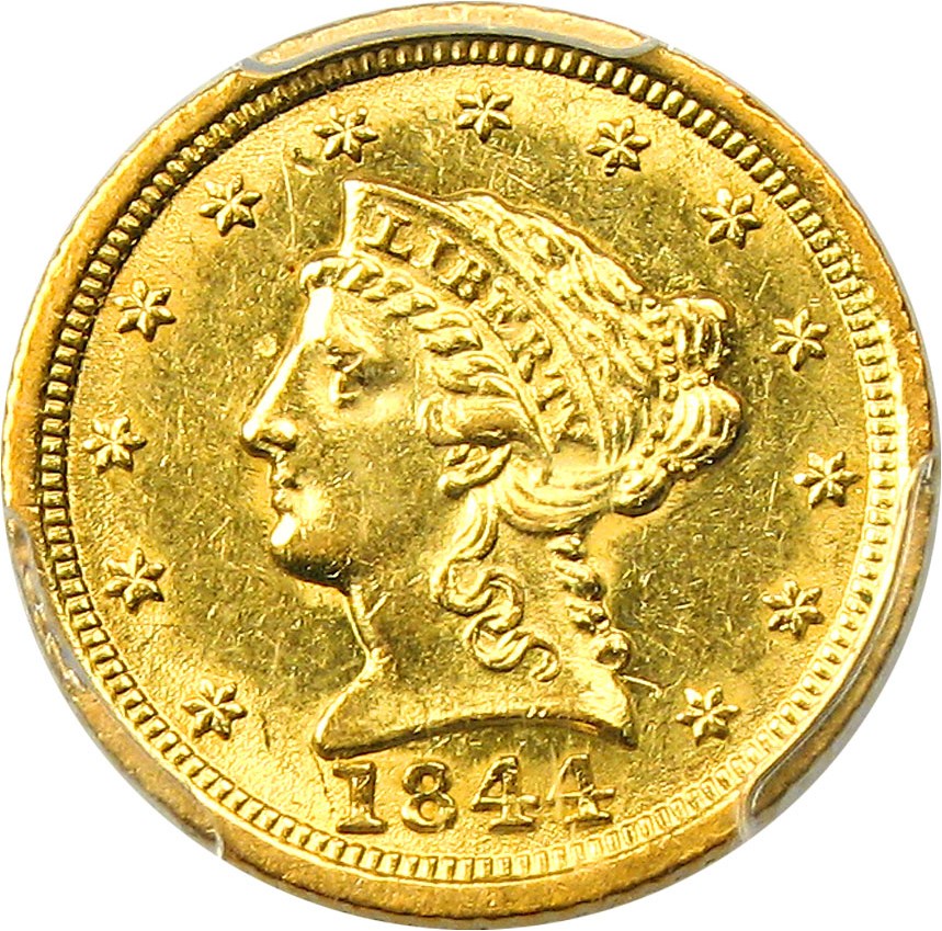 image for: 1844-D $2 1/2 PCGS AU55 - Popular Dahlonega Gold