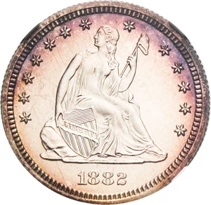 image for: 1882 25c NGC Proof 66 - Colorful Toning - No Reserve!