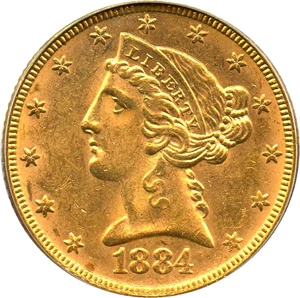 image for: 1884 $5 PCGS/CAC MS62 - No Reserve!